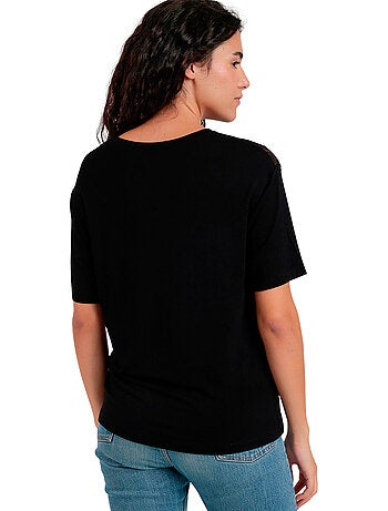 ADMAS Camiseta Manga Corta Chest Lace para Mujer