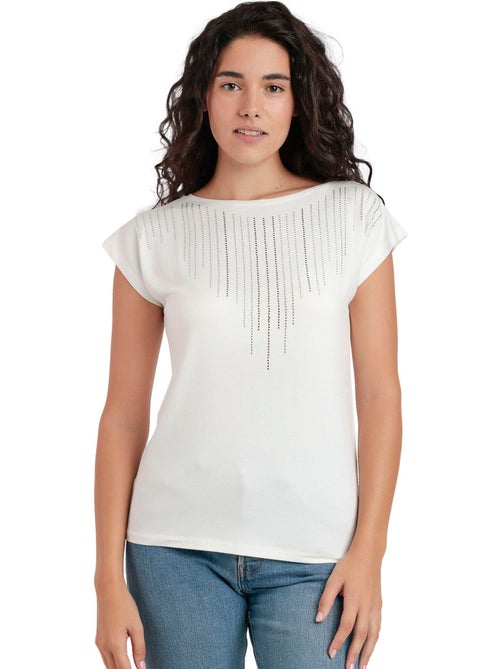 ADMAS Camiseta Manga Corta Front Stones para Mujer - Kiabi ADMAS Camiseta Manga Corta Front Stones para Mujer - Kiabi