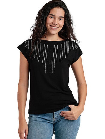 ADMAS Camiseta Manga Corta Front Stones para Mujer