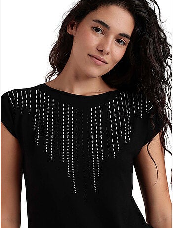 ADMAS Camiseta Manga Corta Front Stones para Mujer