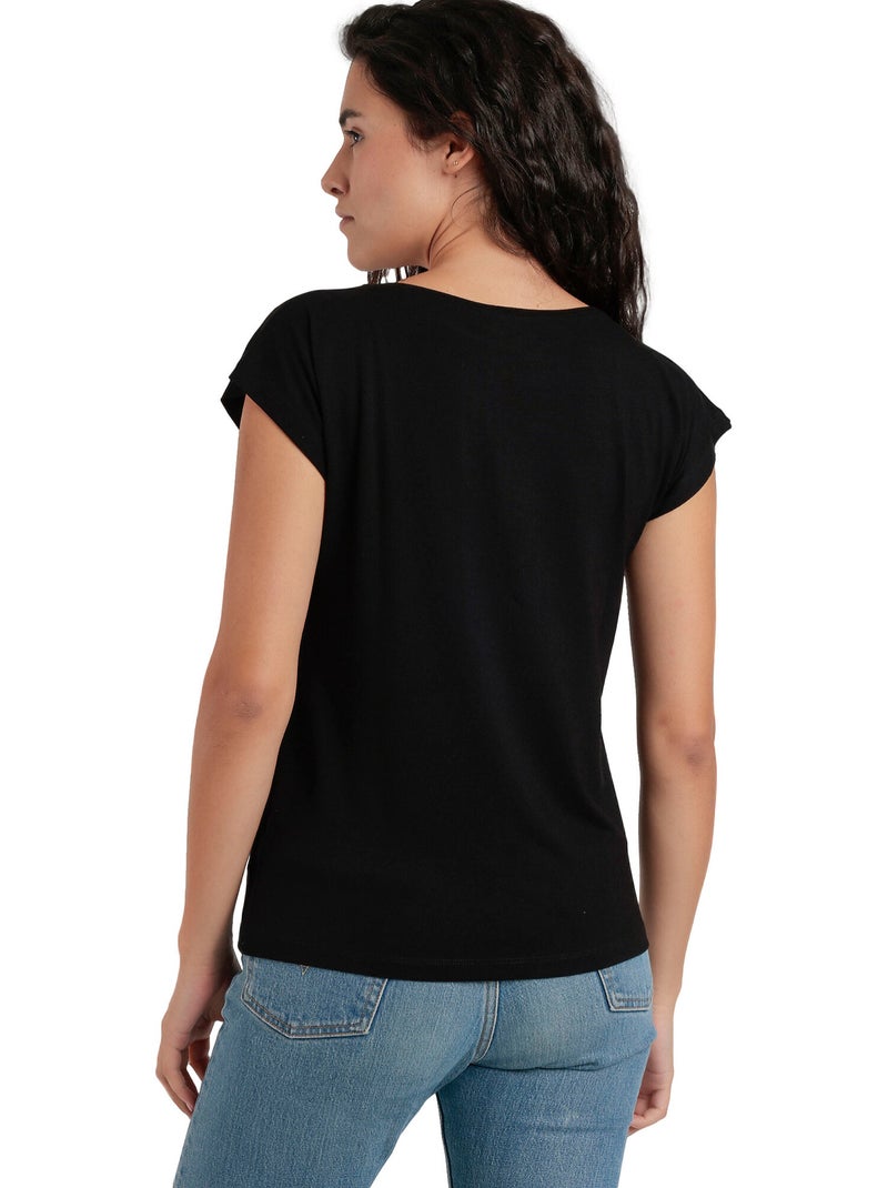 ADMAS Camiseta Manga Corta Front Stones para Mujer Negro - Kiabi