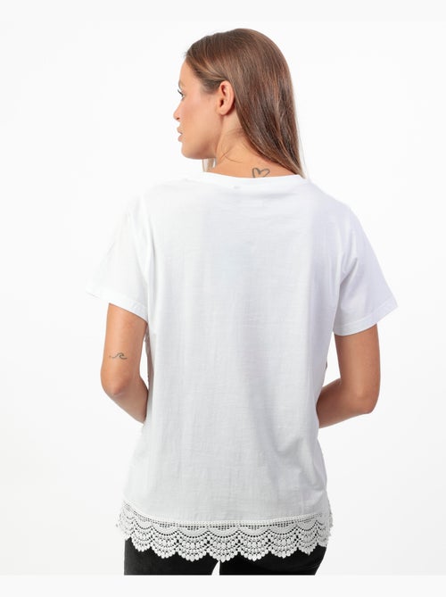 ADMAS Camiseta Manga Corta Guipur & Embroidery para Mujer - Kiabi