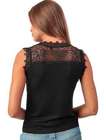 ADMAS Camiseta Manga Corta Laced Cleavage para Mujer