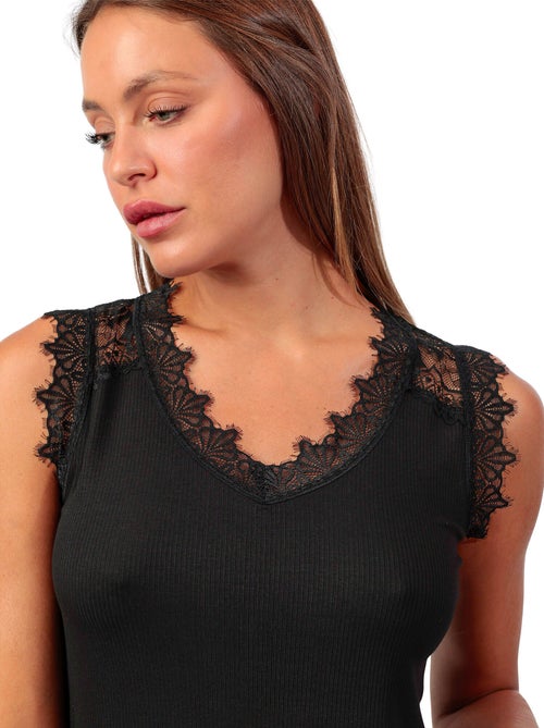 ADMAS Camiseta Manga Corta Laced Cleavage para Mujer - Kiabi
