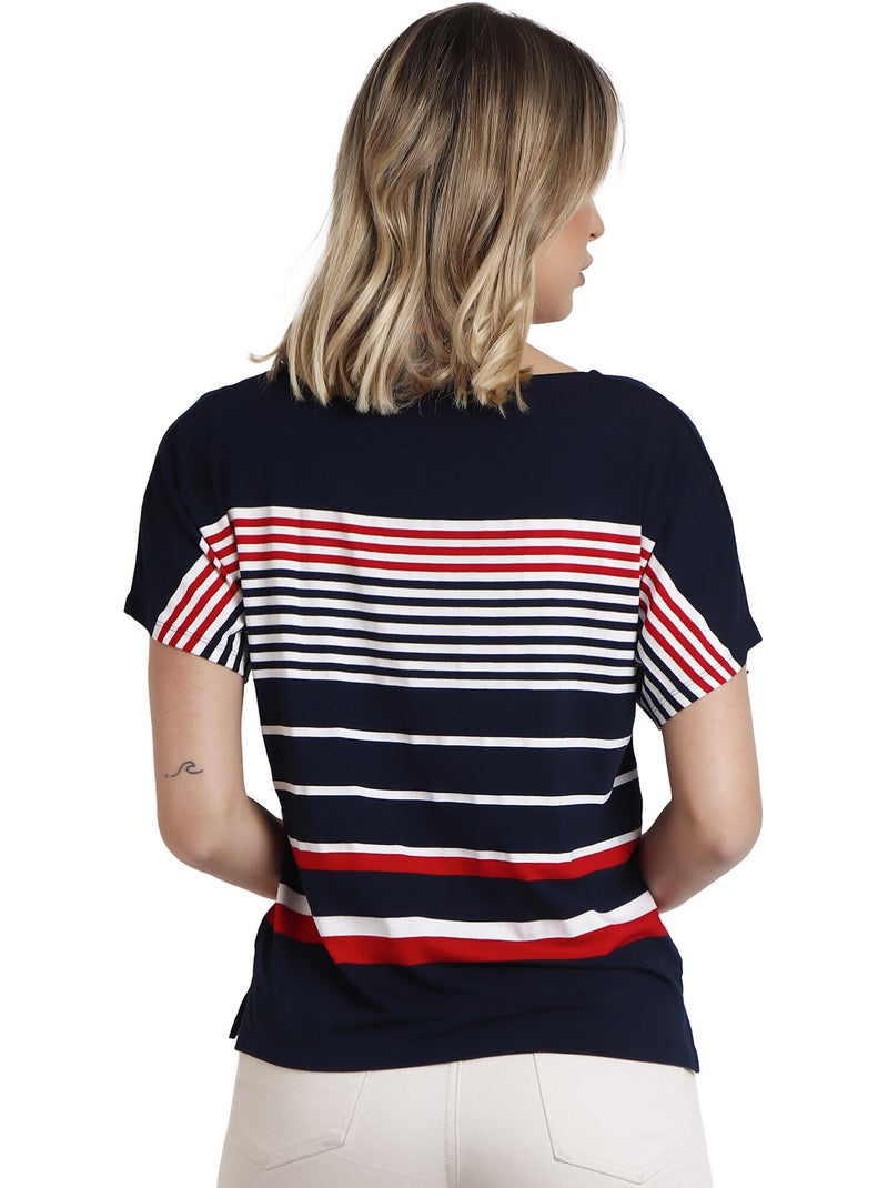 ADMAS Camiseta Manga Corta Navy Style para Mujer Azul marino - Kiabi