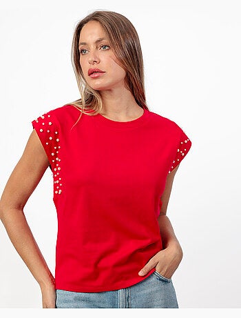 ADMAS Camiseta Manga Corta Pearls para Mujer