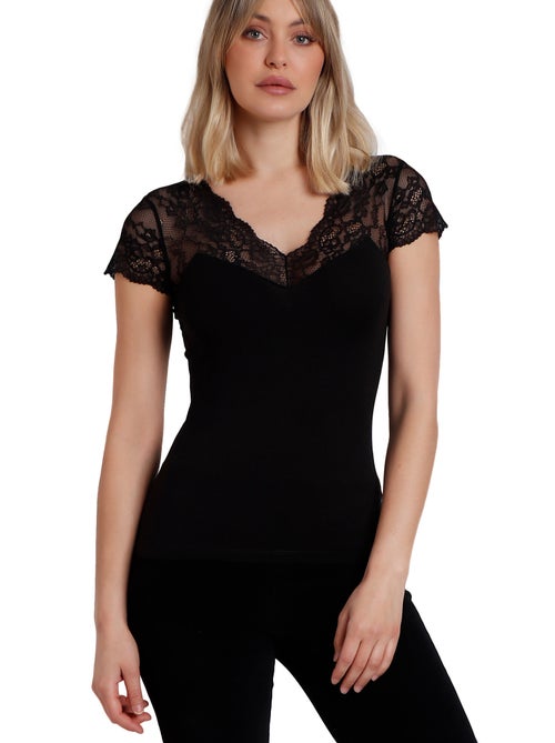 ADMAS Camiseta Manga Corta Puntilla Mangas para Mujer - Kiabi