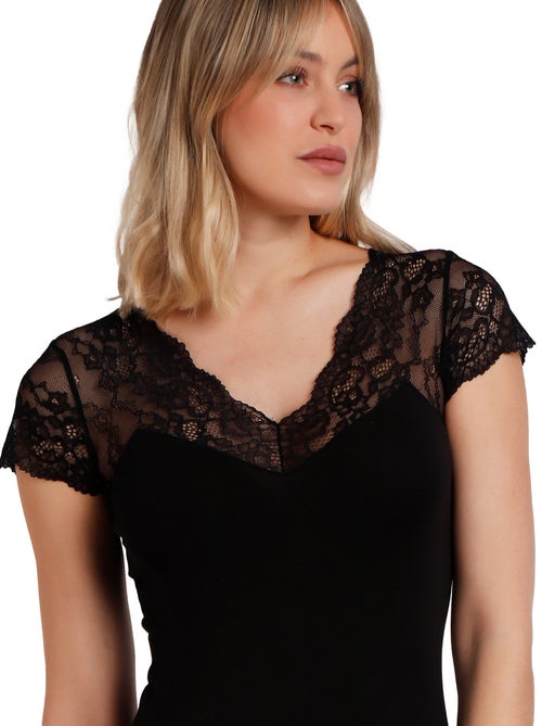 ADMAS Camiseta Manga Corta Puntilla Mangas para Mujer - Kiabi