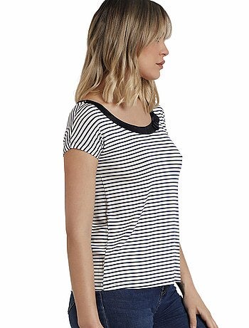 ADMAS Camiseta Manga Corta Rayas 2 para Mujer