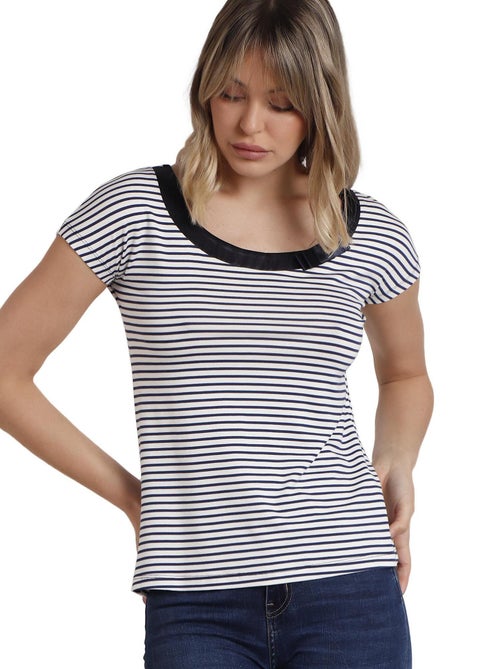 ADMAS Camiseta Manga Corta Rayas 2 para Mujer - Kiabi ADMAS Camiseta Manga Corta Rayas 2 para Mujer - Kiabi