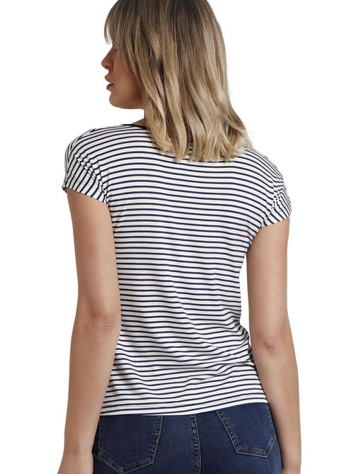 ADMAS Camiseta Manga Corta Rayas 2 para Mujer - Kiabi ADMAS Camiseta Manga Corta Rayas 2 para Mujer - Kiabi