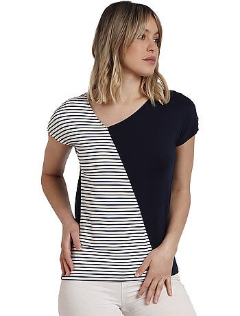 ADMAS Camiseta Manga Corta Rayas para Mujer