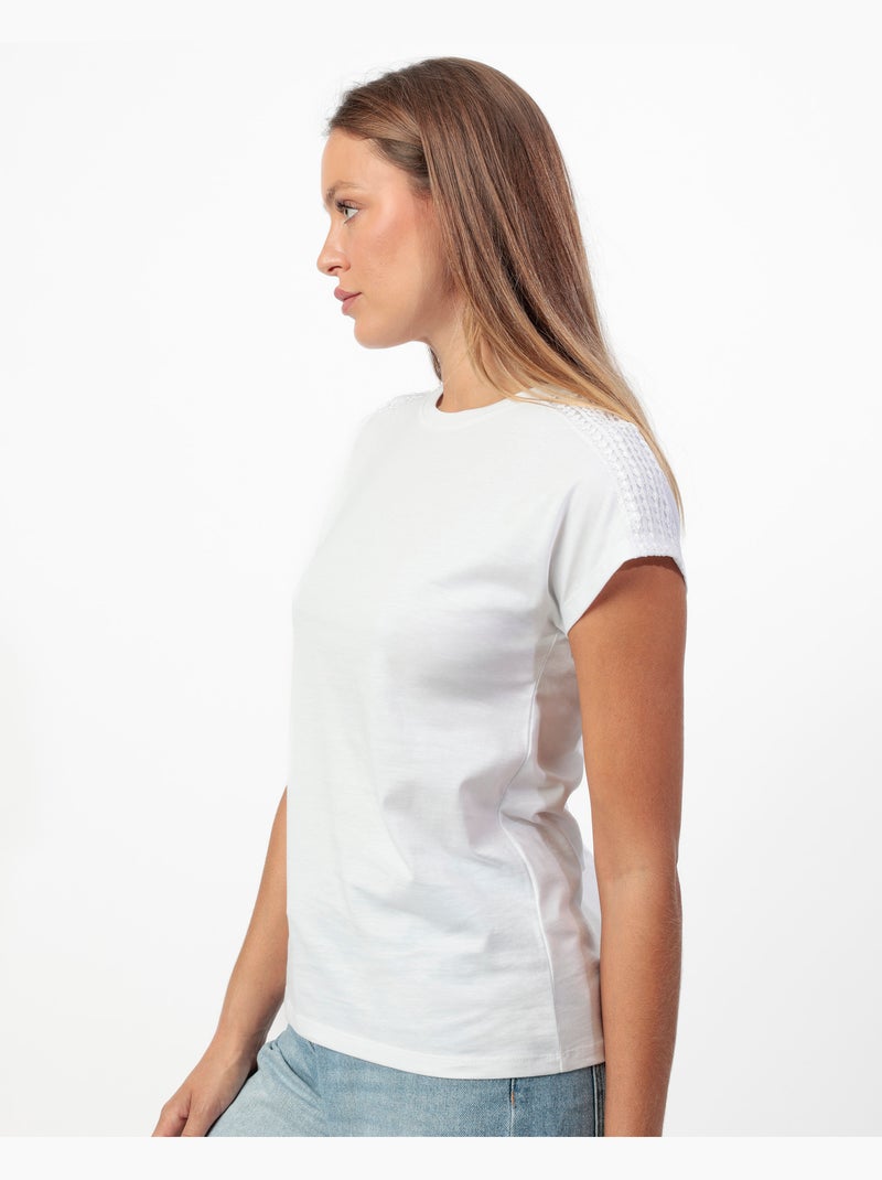 ADMAS Camiseta Manga Corta Shoulders Bands para Mujer Blanco - Kiabi