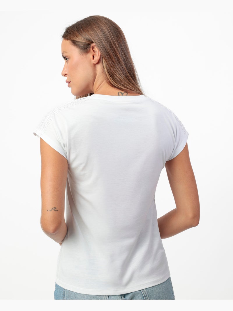 ADMAS Camiseta Manga Corta Shoulders Bands para Mujer Blanco - Kiabi