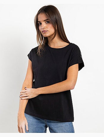ADMAS Camiseta Manga Corta Shoulders Bands para Mujer