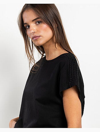 ADMAS Camiseta Manga Corta Shoulders Bands para Mujer