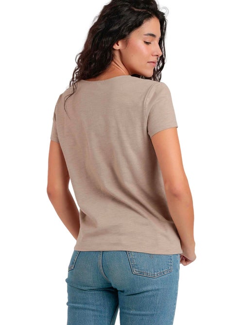 ADMAS Camiseta Manga Corta Slub Entredos para Mujer - Kiabi