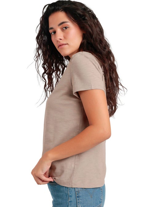 ADMAS Camiseta Manga Corta Slub Entredos para Mujer - Kiabi