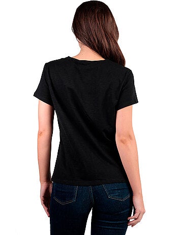 ADMAS Camiseta Manga Corta Slub Entredos para Mujer