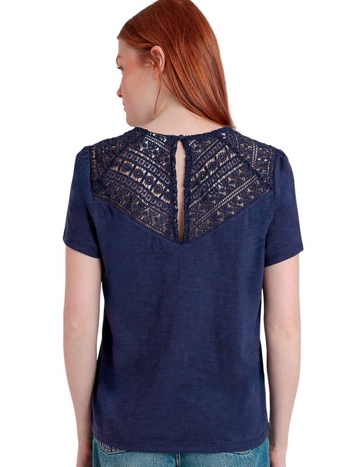ADMAS Camiseta Manga Corta Slub Guipur para Mujer - Kiabi