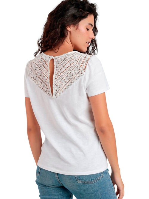 ADMAS Camiseta Manga Corta Slub Guipur para Mujer - Kiabi