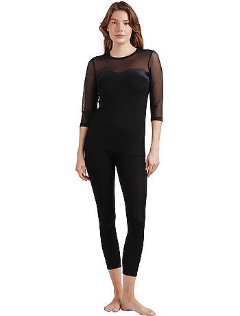 ADMAS Camiseta Manga Francesa Detalle Raso para Mujer