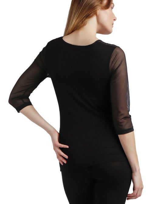 ADMAS Camiseta Manga Francesa Tul y Piedras para Mujer - Kiabi ADMAS Camiseta Manga Francesa Tul y Piedras para Mujer - Kiabi