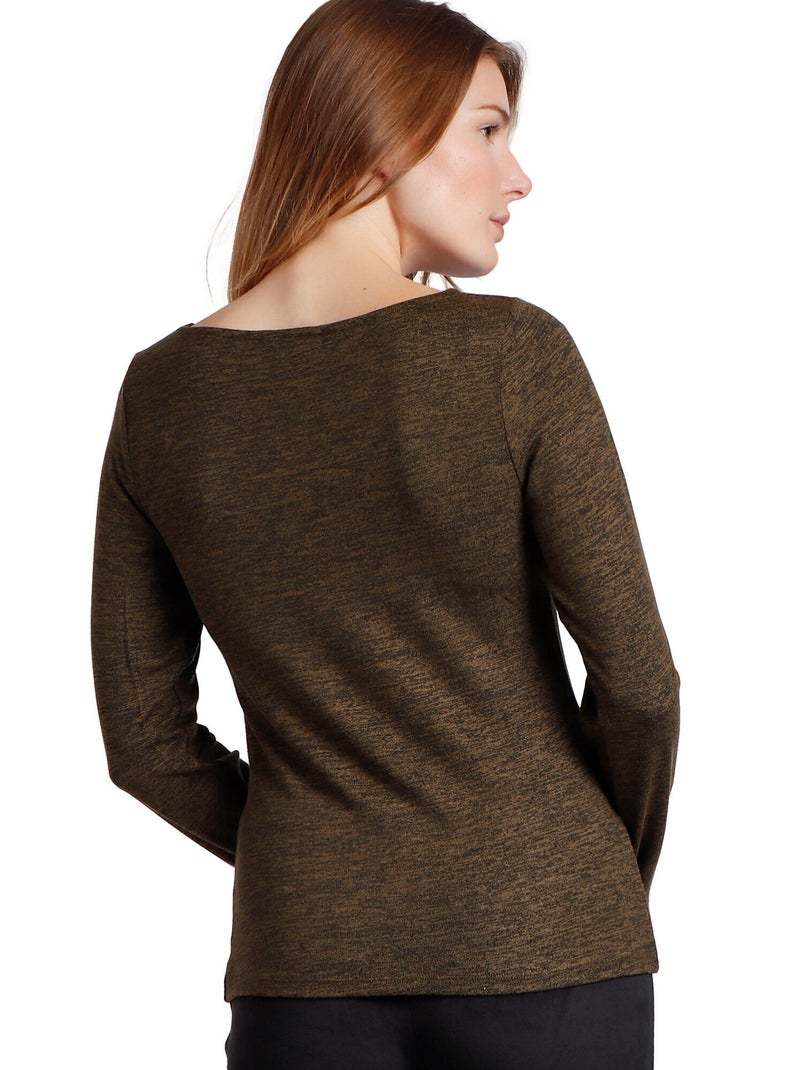 ADMAS Camiseta Manga Larga Calentita Cuello Barca para Mujer Verde - Kiabi
