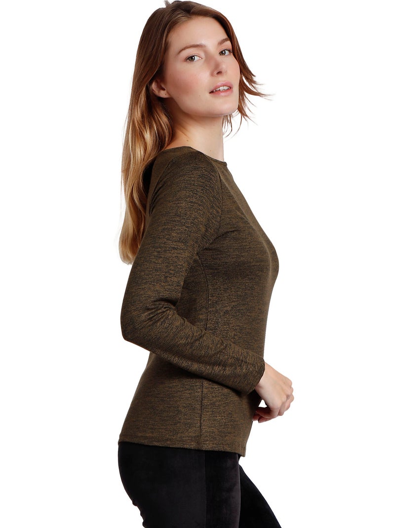 ADMAS Camiseta Manga Larga Calentita Cuello Barca para Mujer Verde - Kiabi