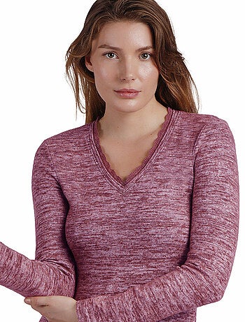 ADMAS Camiseta Manga Larga Calentita Puntilla para Mujer