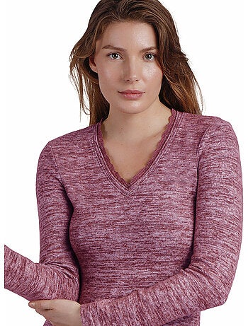 ADMAS Camiseta Manga Larga Calentita Puntilla para Mujer