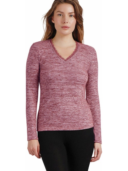 ADMAS Camiseta Manga Larga Calentita Puntilla para Mujer - Kiabi
