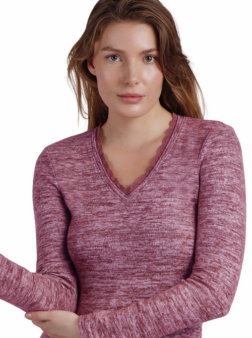 ADMAS Camiseta Manga Larga Calentita Puntilla para Mujer - Kiabi