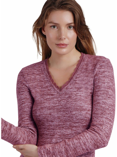 ADMAS Camiseta Manga Larga Calentita Puntilla para Mujer - Kiabi