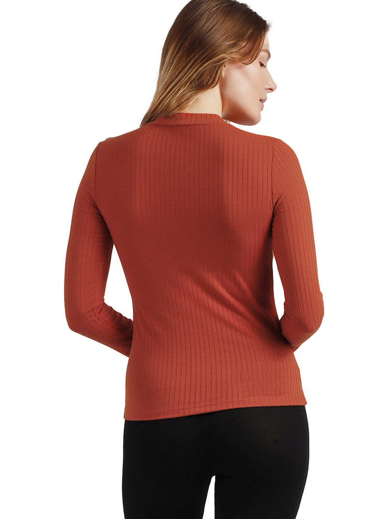 ADMAS Camiseta Manga Larga Calentita Rib Perkins para Mujer Naranja - Kiabi