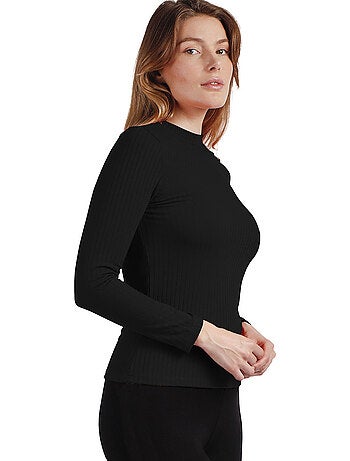 ADMAS Camiseta Manga Larga Calentita Rib Perkins para Mujer