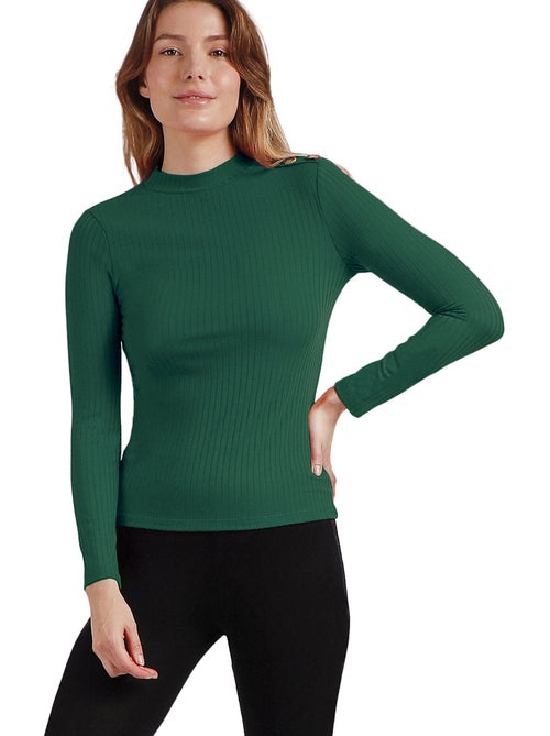 ADMAS Camiseta Manga Larga Calentita Rib Perkins para Mujer - Kiabi ADMAS Camiseta Manga Larga Calentita Rib Perkins para Mujer - Kiabi