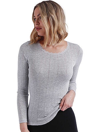 ADMAS Camiseta Manga Larga Canalé para Mujer