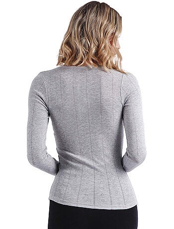 ADMAS Camiseta Manga Larga Canalé para Mujer