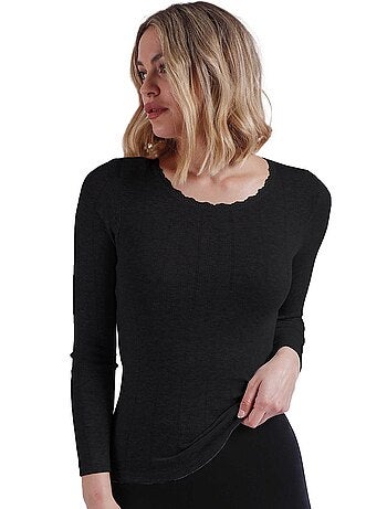 ADMAS Camiseta Manga Larga Canalé para Mujer