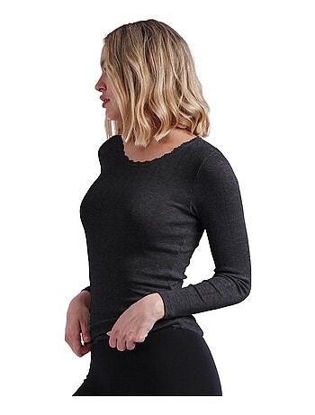 ADMAS Camiseta Manga Larga Canalé para Mujer