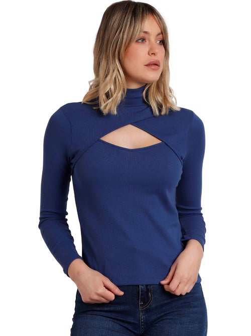 ADMAS Camiseta Manga Larga Cuello Cruzado para Mujer - Kiabi ADMAS Camiseta Manga Larga Cuello Cruzado para Mujer - Kiabi