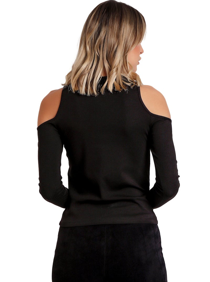ADMAS Camiseta Manga Larga Hombros Descubiertos para Mujer Negro - Kiabi
