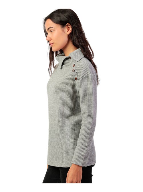 ADMAS Camiseta Manga Larga Neck Buttons para Mujer - Kiabi