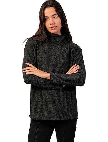 ADMAS Camiseta Manga Larga Neck Buttons para Mujer