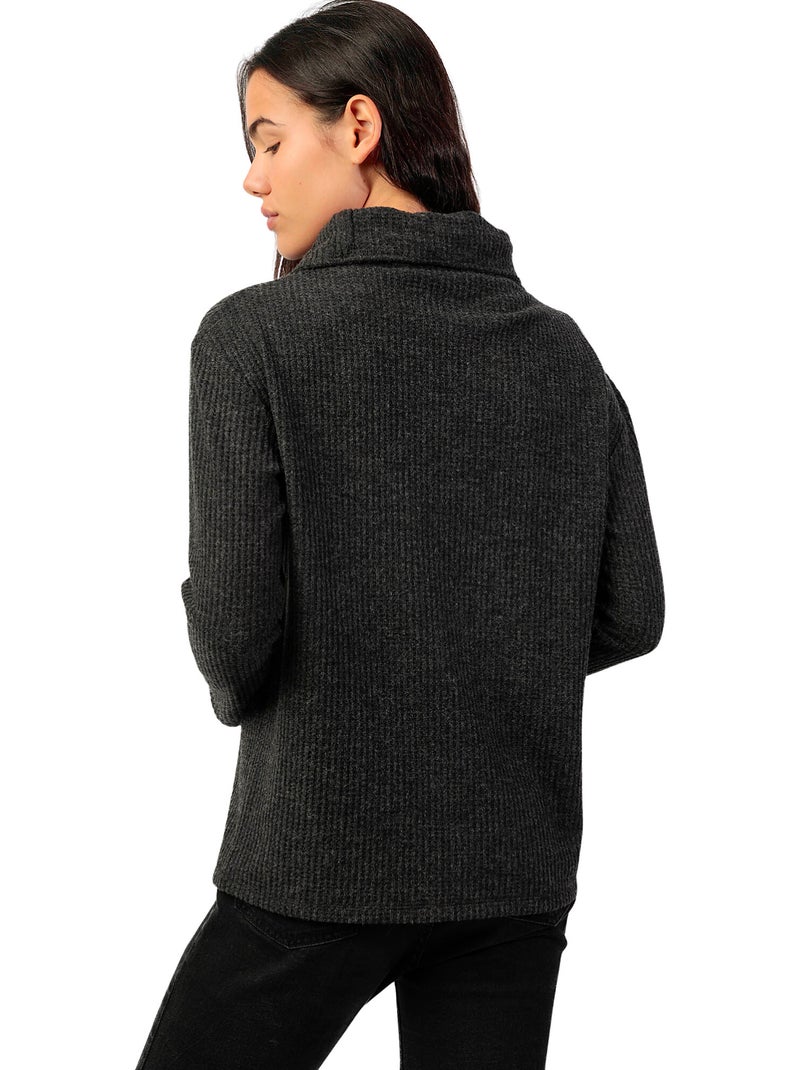 ADMAS Camiseta Manga Larga Neck Buttons para Mujer Gris oscuro - Kiabi