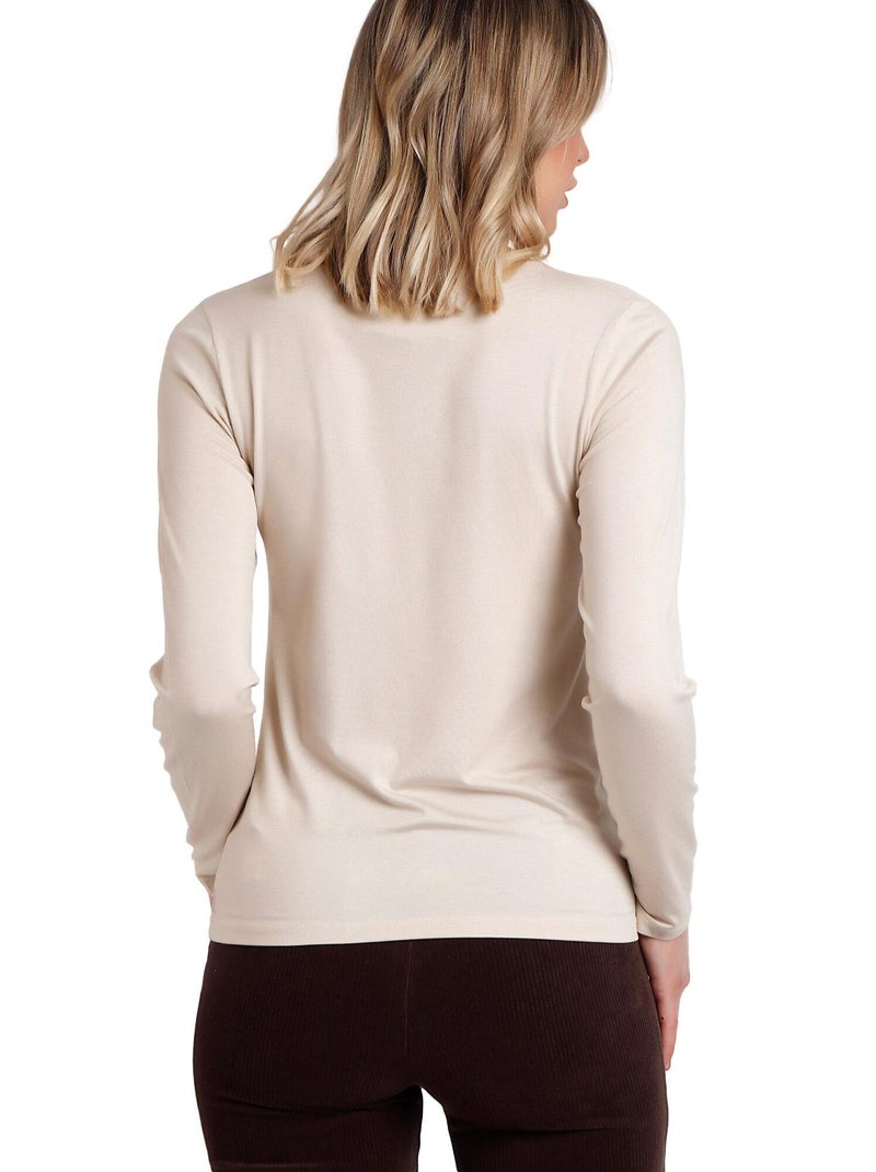 ADMAS Camiseta Manga Larga Pico Raso para Mujer Crudo - Kiabi