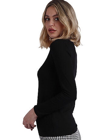 ADMAS Camiseta Manga Larga Pico Raso para Mujer