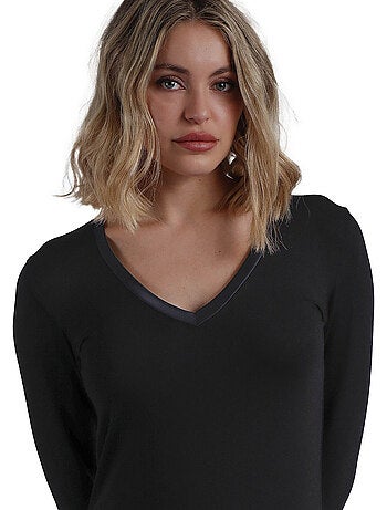 ADMAS Camiseta Manga Larga Pico Raso para Mujer