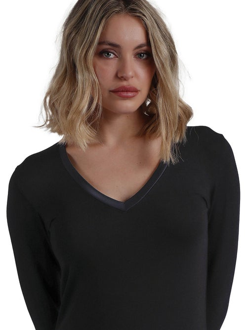 ADMAS Camiseta Manga Larga Pico Raso para Mujer - Kiabi ADMAS Camiseta Manga Larga Pico Raso para Mujer - Kiabi